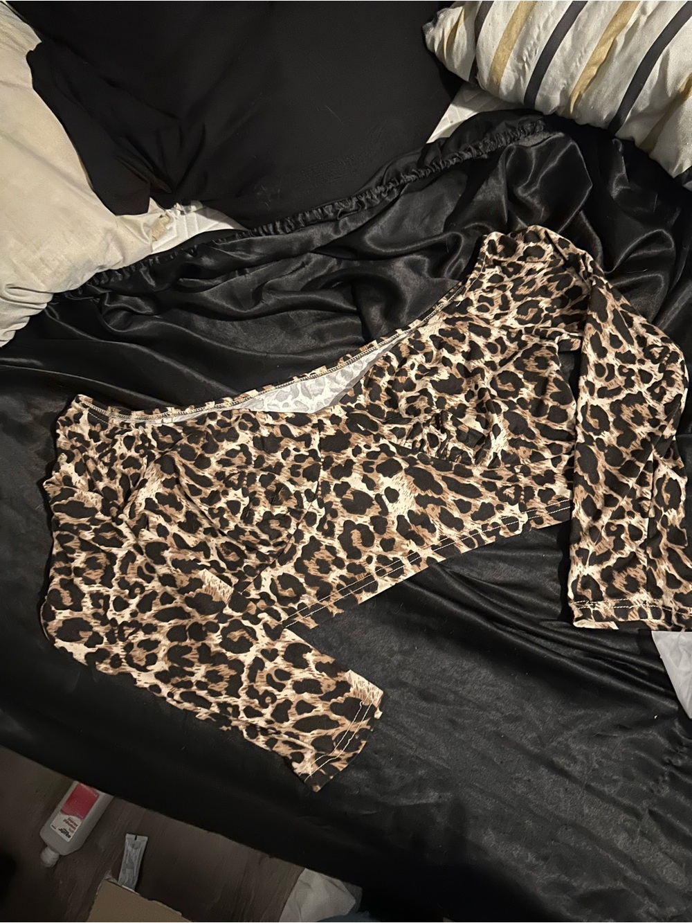 SHEIN Curve Leopard Print Crop Top in Brown and Black